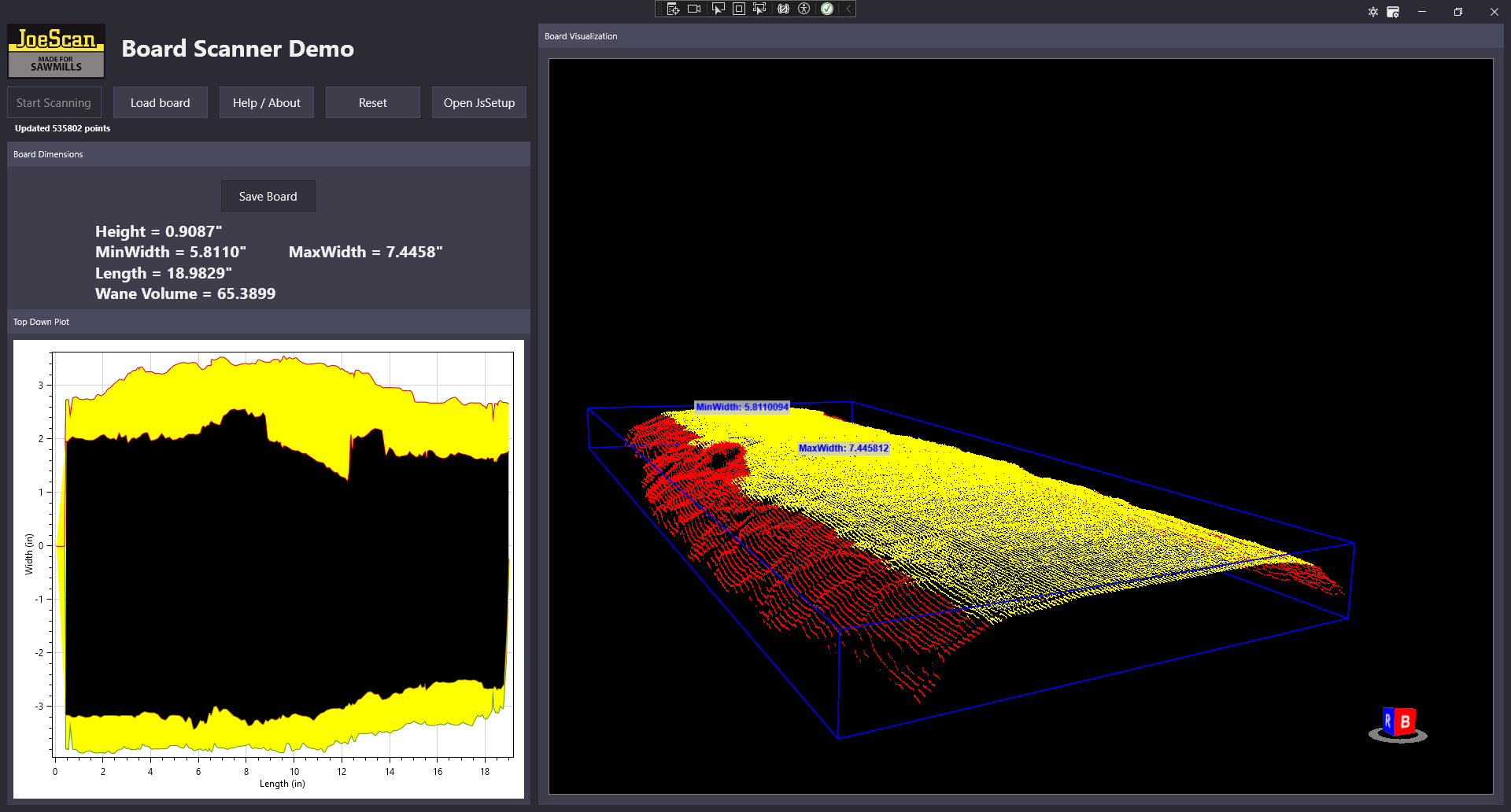 Screenshot of application with loaded board