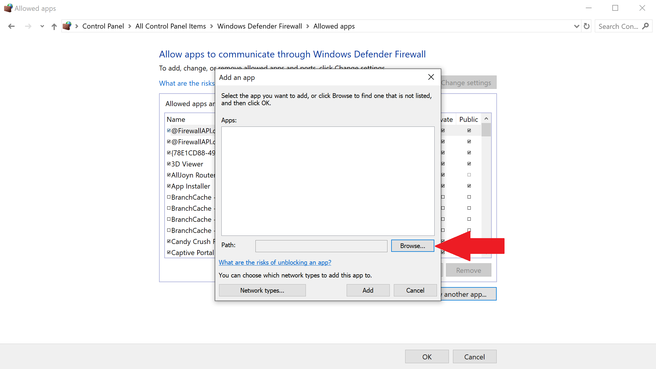 Whitelisting Step 1
