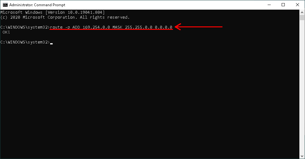 Run route in Command Prompt